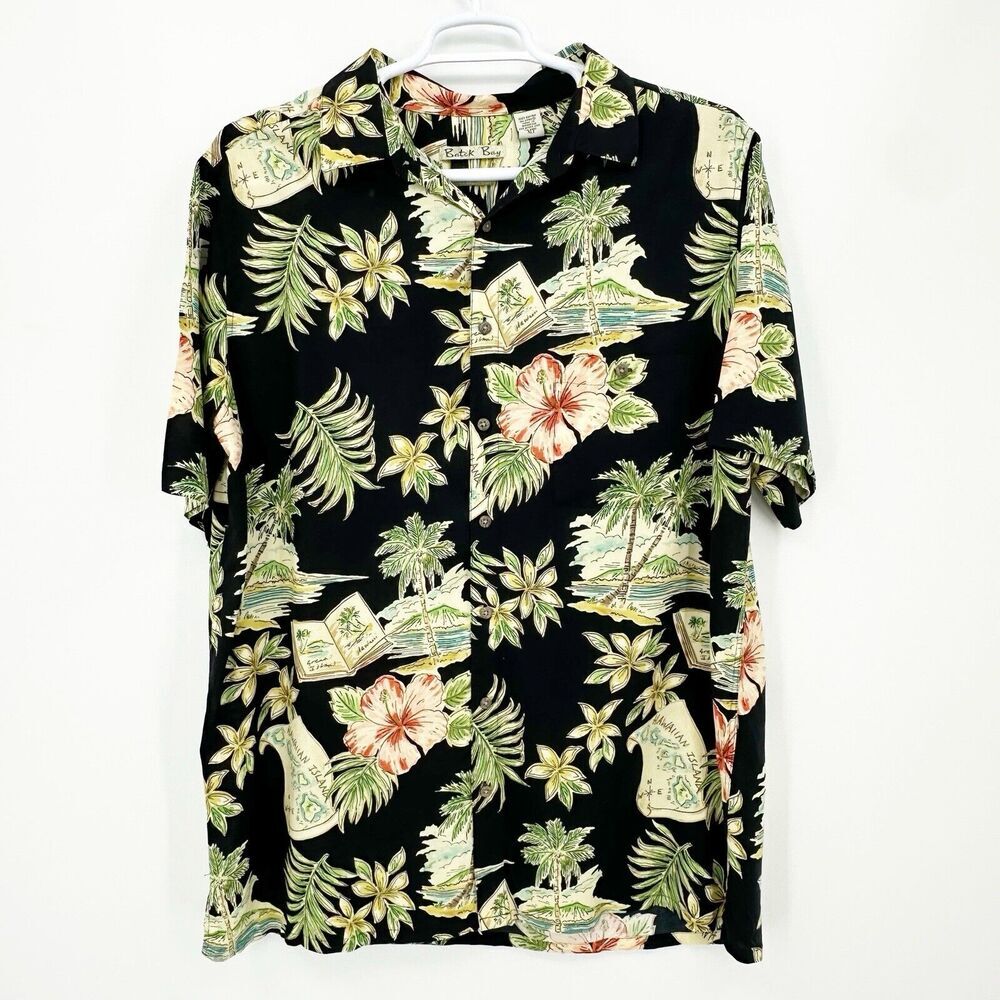 Batik Bay Mes Hawaiian Shirt XLT Easy Care Tropical Floral Vacation Resort Beach